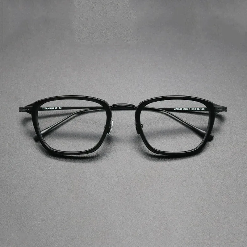 Gatenac Unisex Full Rim Square Acetate Titanium Frame Eyeglasses Gxyj548