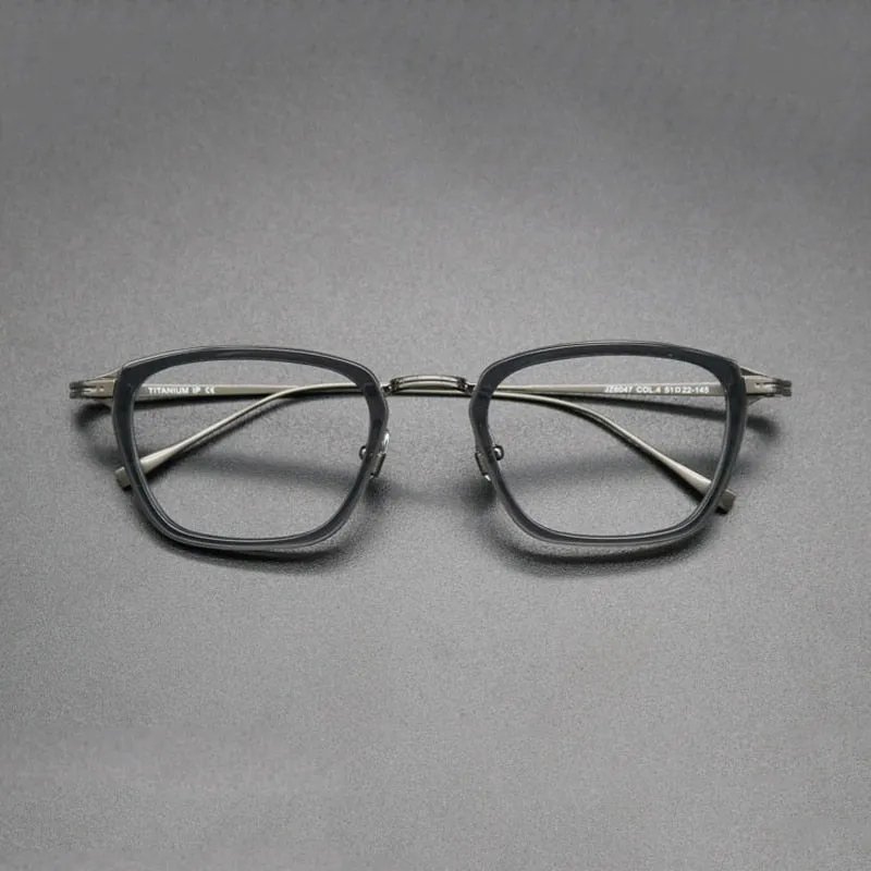 Gatenac Unisex Full Rim Square Acetate Titanium Frame Eyeglasses Gxyj548