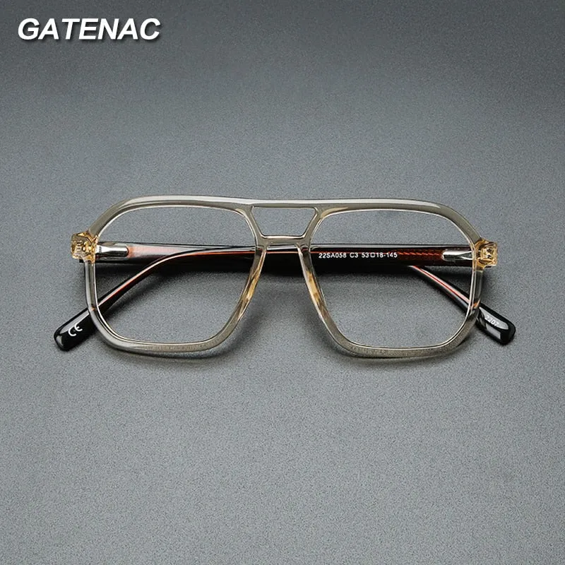 Gatenac Unisex Full Rim Square Double Bridge Acetate Eyeglasses Gxyj1099