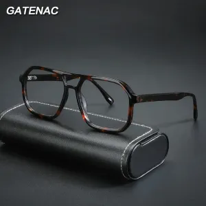 Gatenac Unisex Full Rim Square Double Bridge Acetate Eyeglasses Gxyj1099