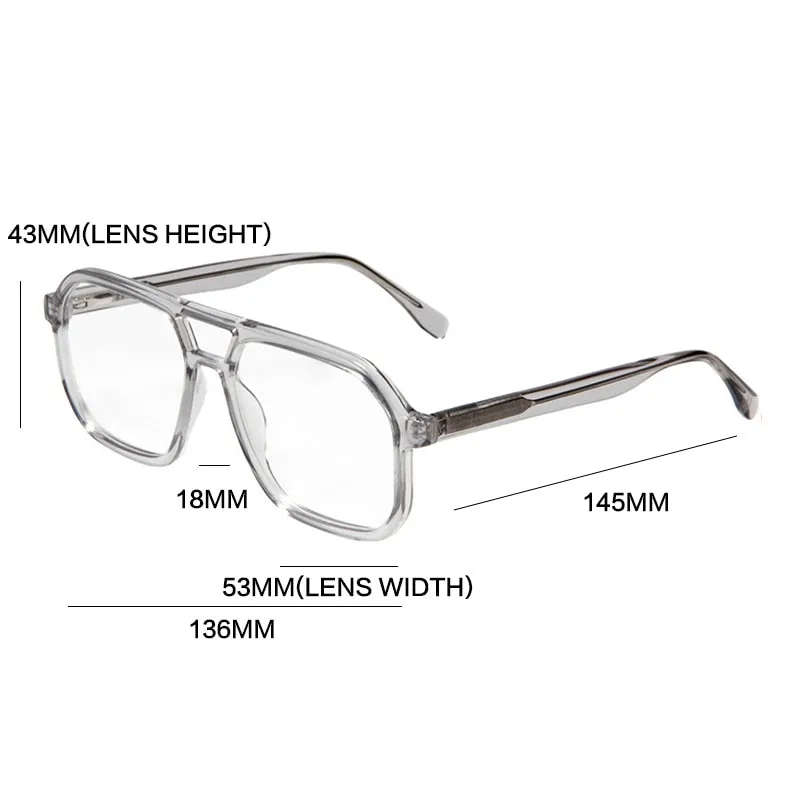 Gatenac Unisex Full Rim Square Double Bridge Acetate Eyeglasses Gxyj1099