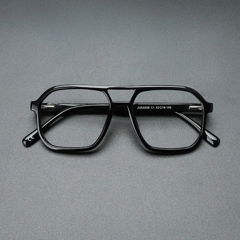 Gatenac Unisex Full Rim Square Double Bridge Acetate Eyeglasses Gxyj1099