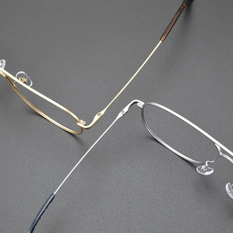 Gatenac Unisex Full Rim Square Double Bridge Titanium Eyeglasses Gxyj1241