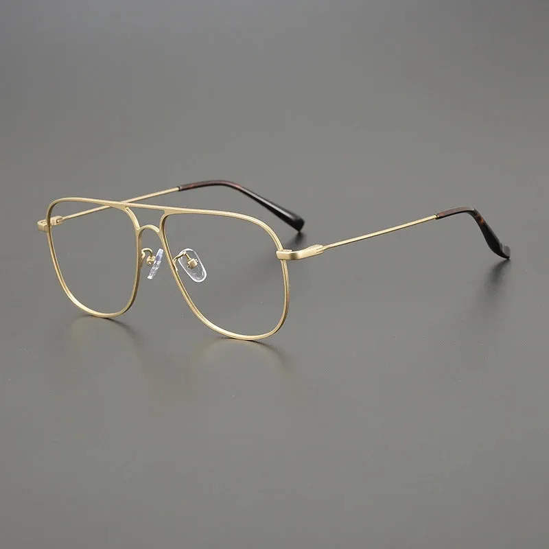 Gatenac Unisex Full Rim Square Double Bridge Titanium Eyeglasses Gxyj1241