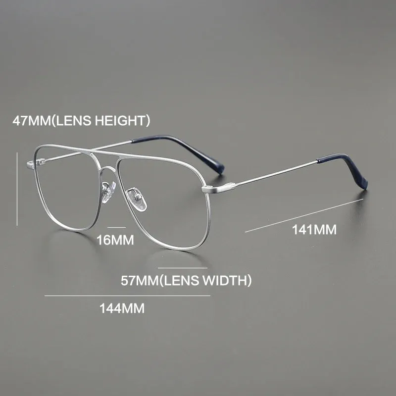 Gatenac Unisex Full Rim Square Double Bridge Titanium Eyeglasses Gxyj1241