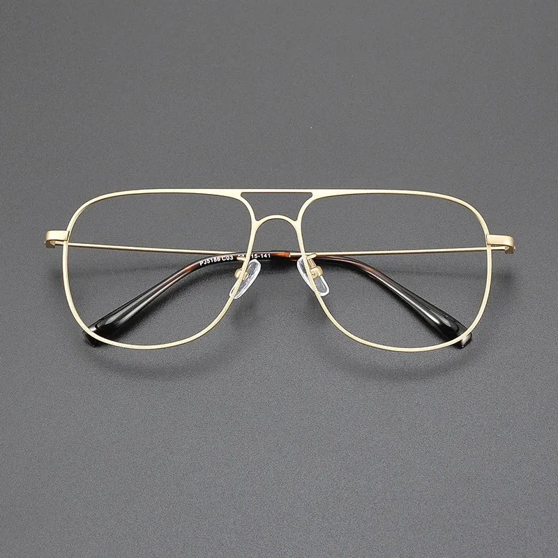 Gatenac Unisex Full Rim Square Double Bridge Titanium Eyeglasses Gxyj1241