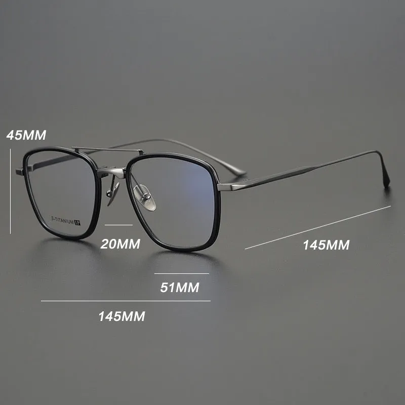 Gatenac Unisex Full Rim Square IP Titanium Frame Eyeglasses Gxyj755