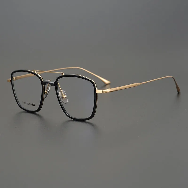 Gatenac Unisex Full Rim Square IP Titanium Frame Eyeglasses Gxyj755