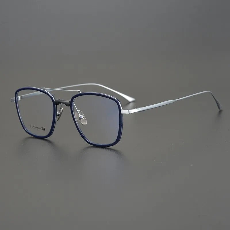 Gatenac Unisex Full Rim Square IP Titanium Frame Eyeglasses Gxyj755