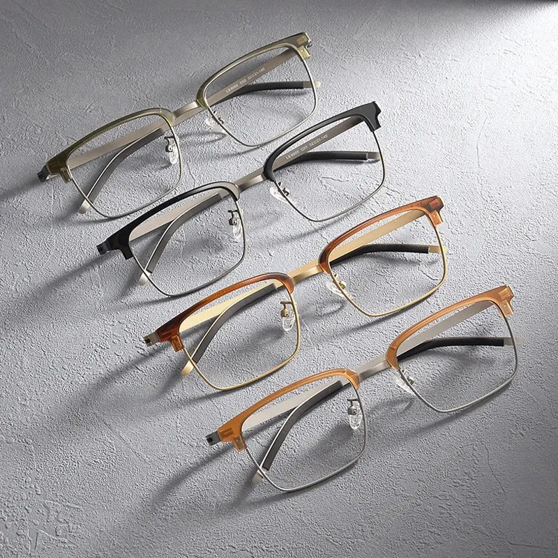 Gatenac Unisex Full Rim Square Screwless Acetate Alloy Eyeglasses 1236