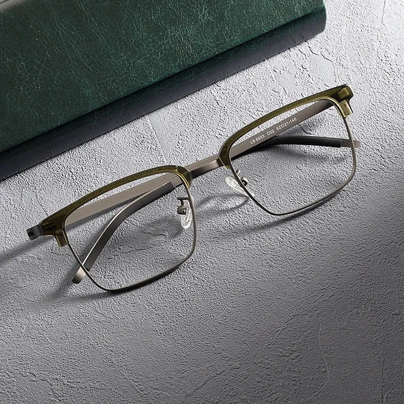 Gatenac Unisex Full Rim Square Screwless Acetate Alloy Eyeglasses 1236