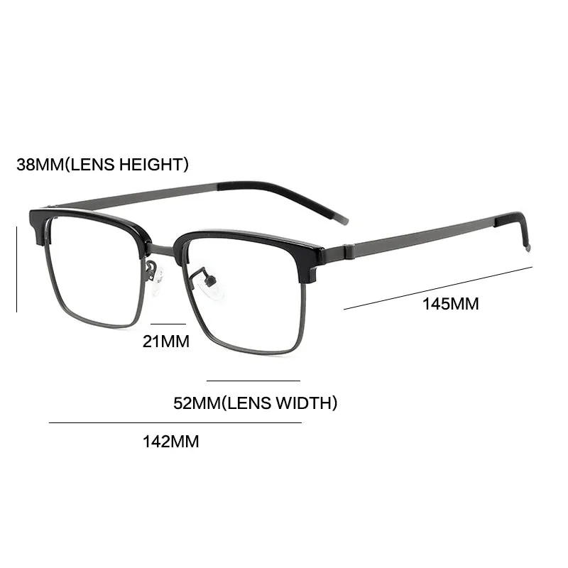 Gatenac Unisex Full Rim Square Screwless Acetate Alloy Eyeglasses 1236