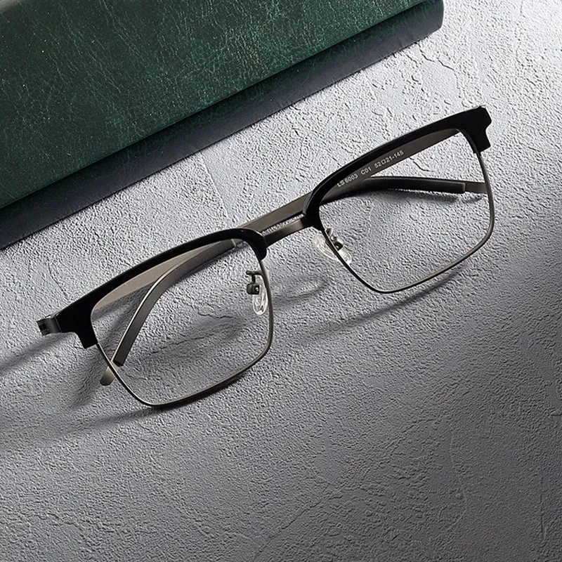 Gatenac Unisex Full Rim Square Screwless Acetate Alloy Eyeglasses 1236