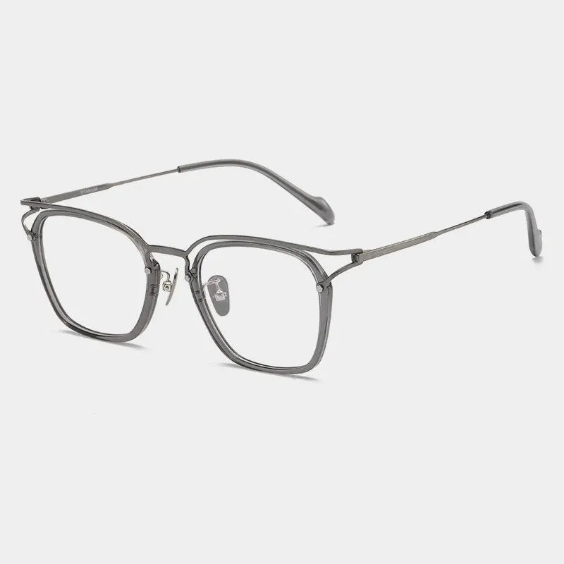Gatenac Unisex Full Rim Square Titanium Acetate Eyeglasses Gxyj1137