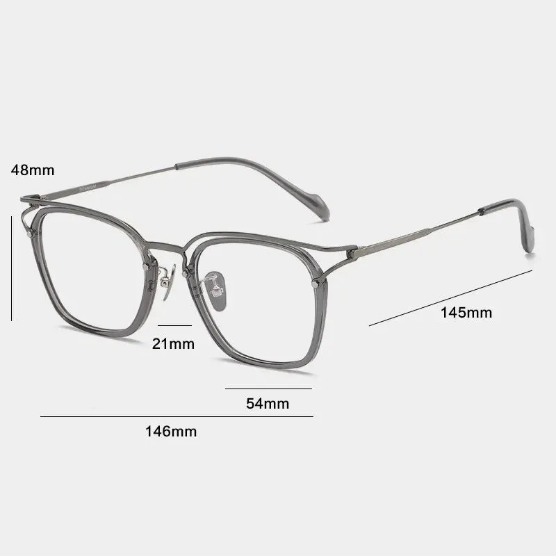 Gatenac Unisex Full Rim Square Titanium Acetate Eyeglasses Gxyj1137