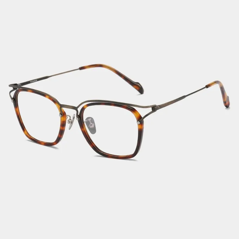 Gatenac Unisex Full Rim Square Titanium Acetate Eyeglasses Gxyj1137