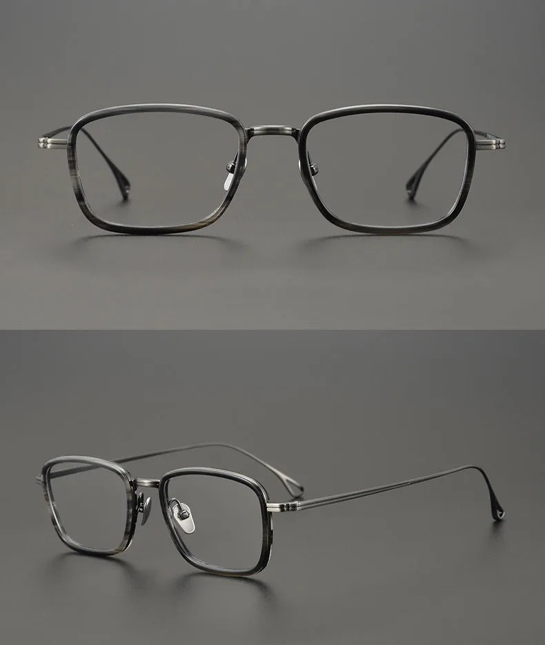 Gatenac Unisex Full Rim Square Titanium Acetate Frame Eyeglasses Gxyj785