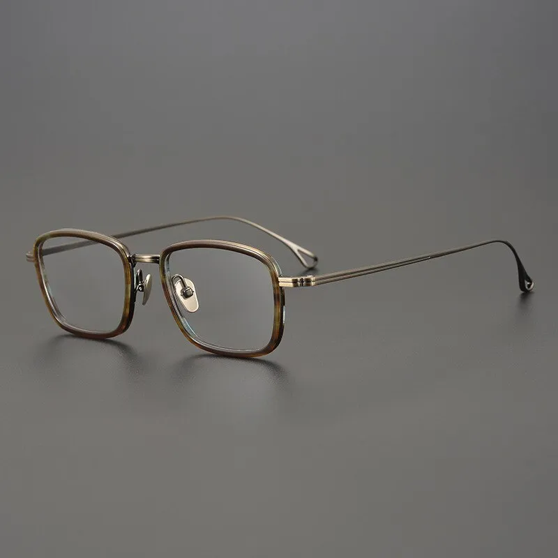 Gatenac Unisex Full Rim Square Titanium Acetate Frame Eyeglasses Gxyj785