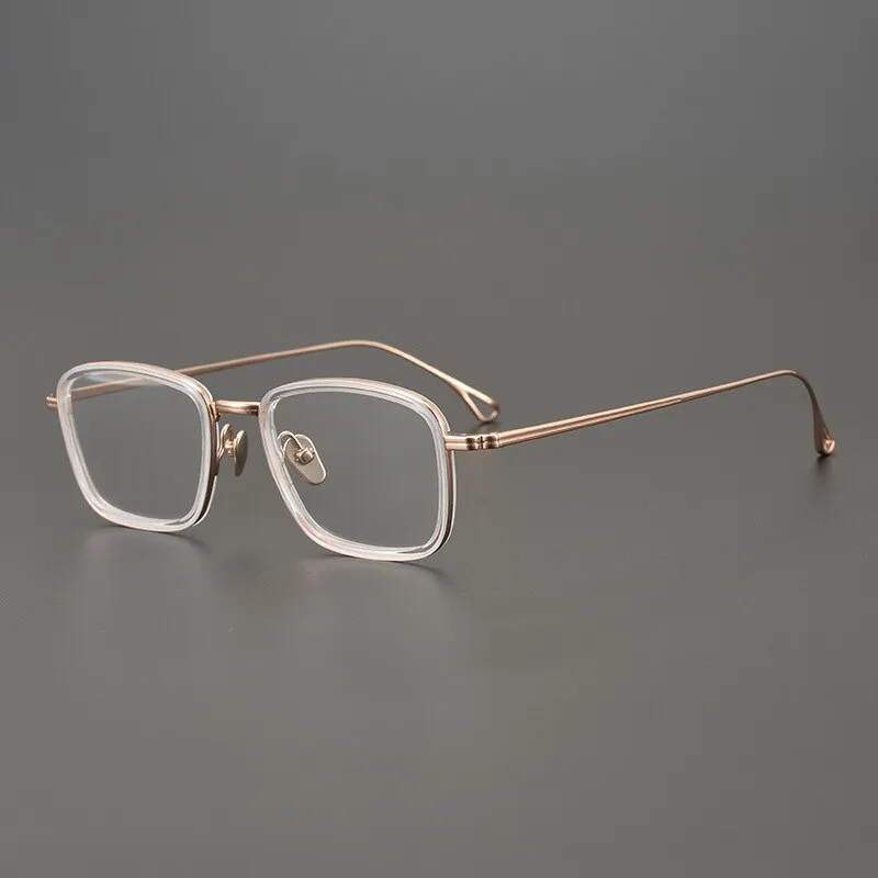 Gatenac Unisex Full Rim Square Titanium Acetate Frame Eyeglasses Gxyj785