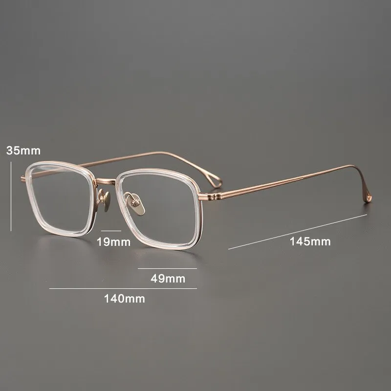 Gatenac Unisex Full Rim Square Titanium Acetate Frame Eyeglasses Gxyj785