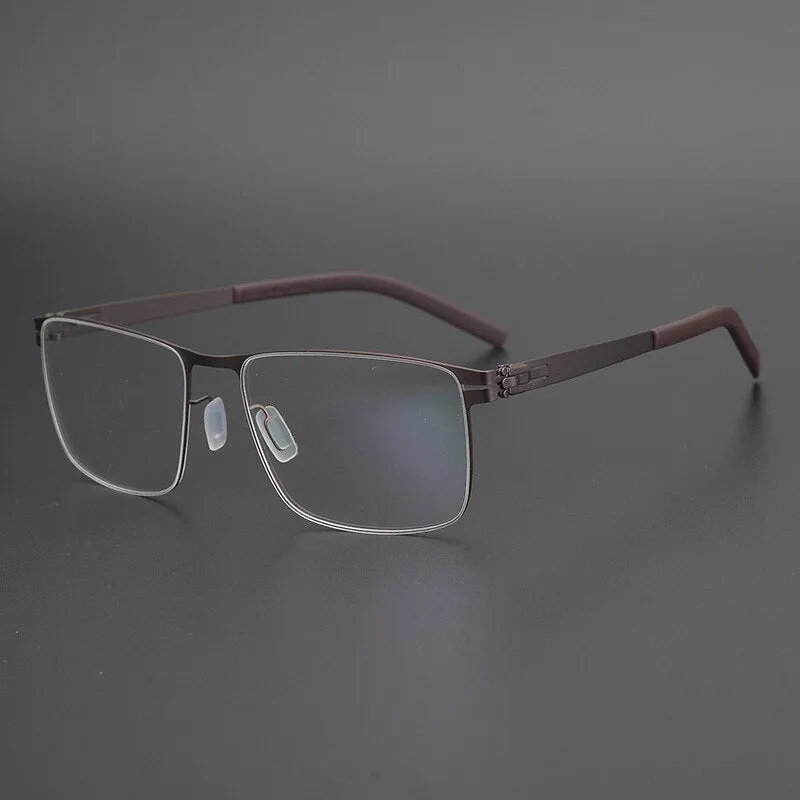 Gatenac Unisex Full Rim Square Titanium Alloy Screwless Frame Eyeglasses Gxyj655
