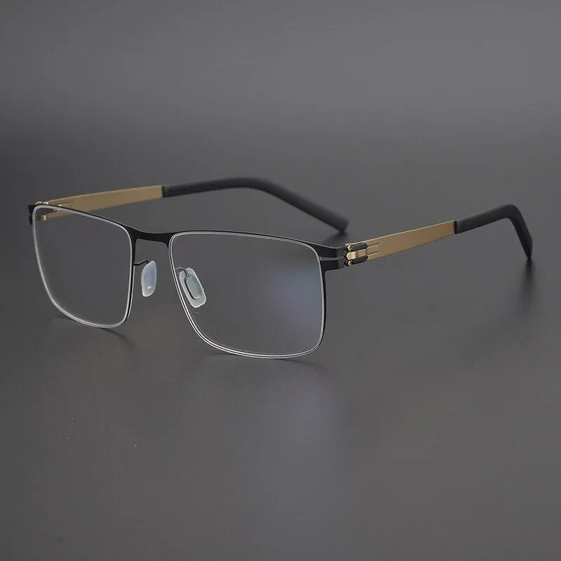 Gatenac Unisex Full Rim Square Titanium Alloy Screwless Frame Eyeglasses Gxyj655