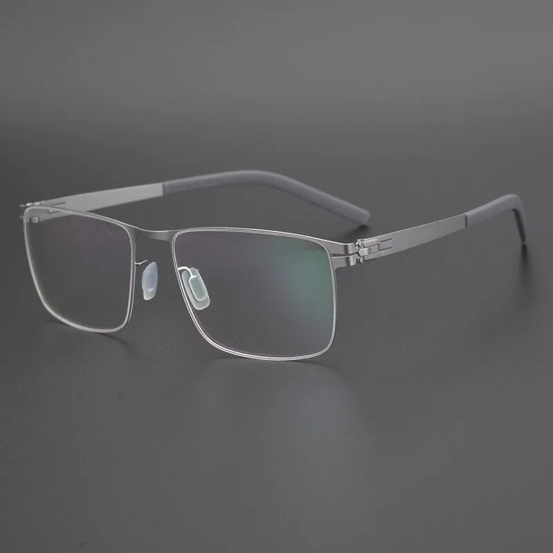 Gatenac Unisex Full Rim Square Titanium Alloy Screwless Frame Eyeglasses Gxyj655