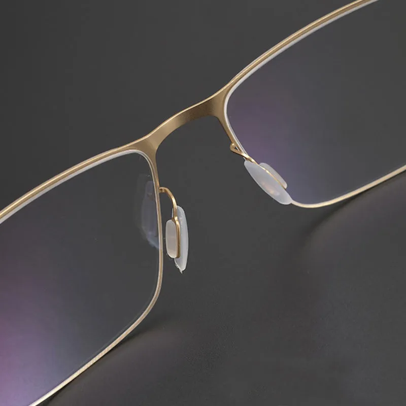 Gatenac Unisex Full Rim Square Titanium Alloy Screwless Frame Eyeglasses Gxyj655