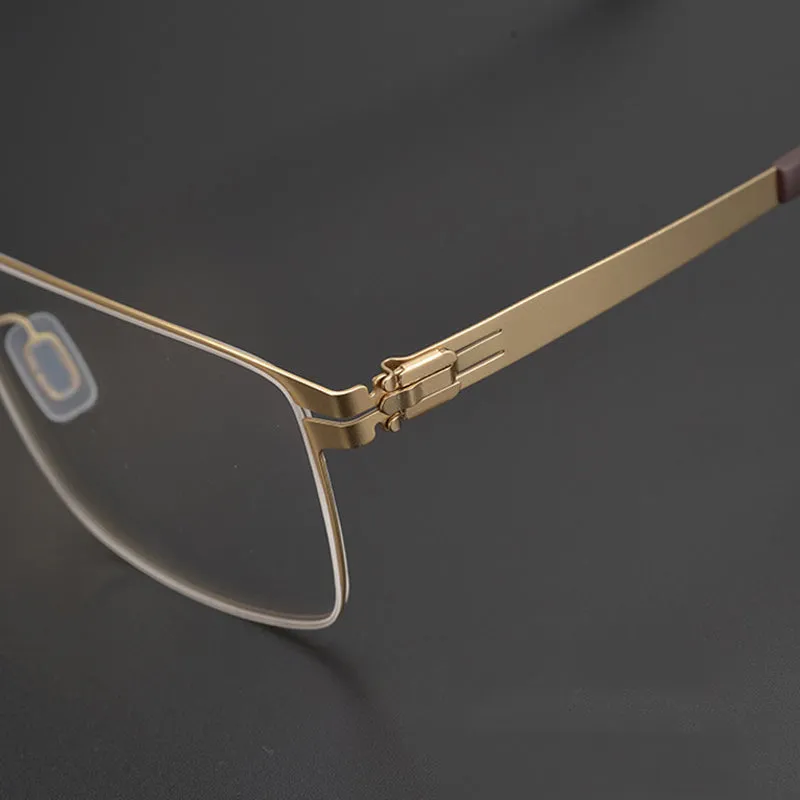 Gatenac Unisex Full Rim Square Titanium Alloy Screwless Frame Eyeglasses Gxyj655