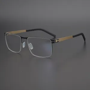 Gatenac Unisex Full Rim Square Titanium Alloy Screwless Frame Eyeglasses Gxyj655