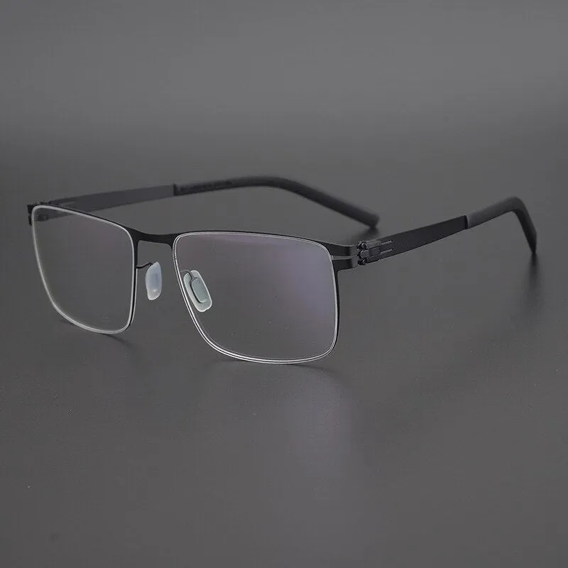 Gatenac Unisex Full Rim Square Titanium Alloy Screwless Frame Eyeglasses Gxyj655