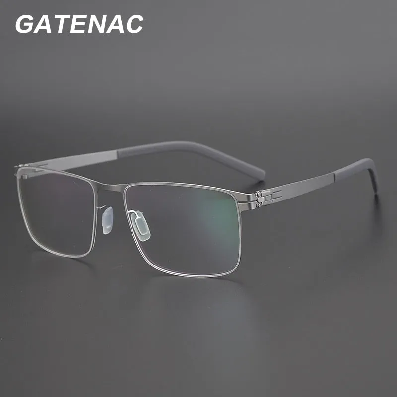 Gatenac Unisex Full Rim Square Titanium Alloy Screwless Frame Eyeglasses Gxyj655