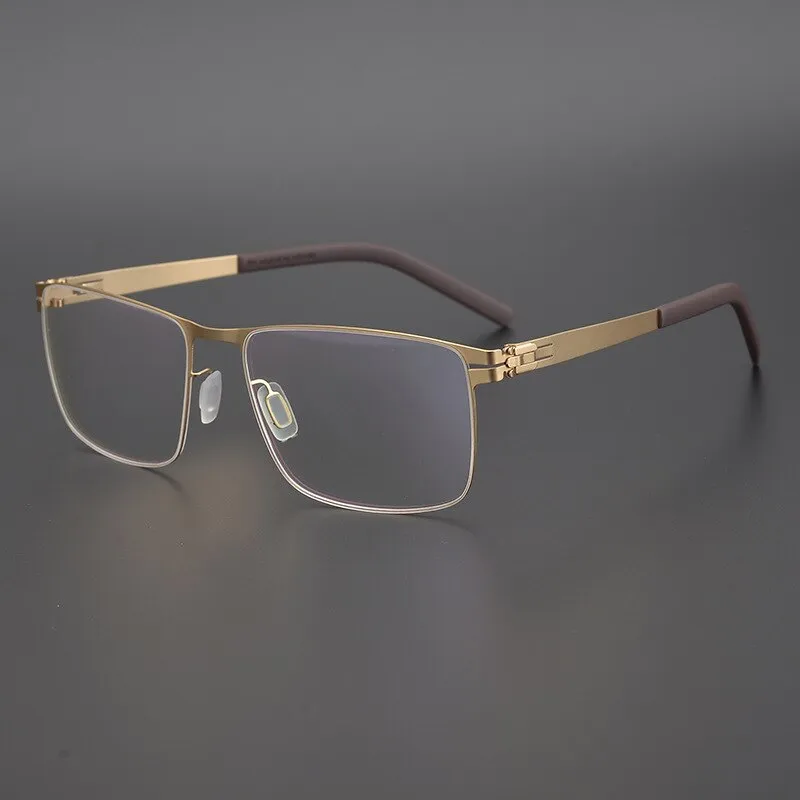 Gatenac Unisex Full Rim Square Titanium Alloy Screwless Frame Eyeglasses Gxyj655