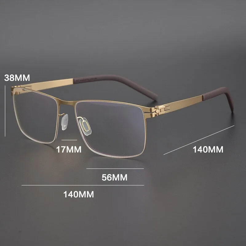 Gatenac Unisex Full Rim Square Titanium Alloy Screwless Frame Eyeglasses Gxyj655