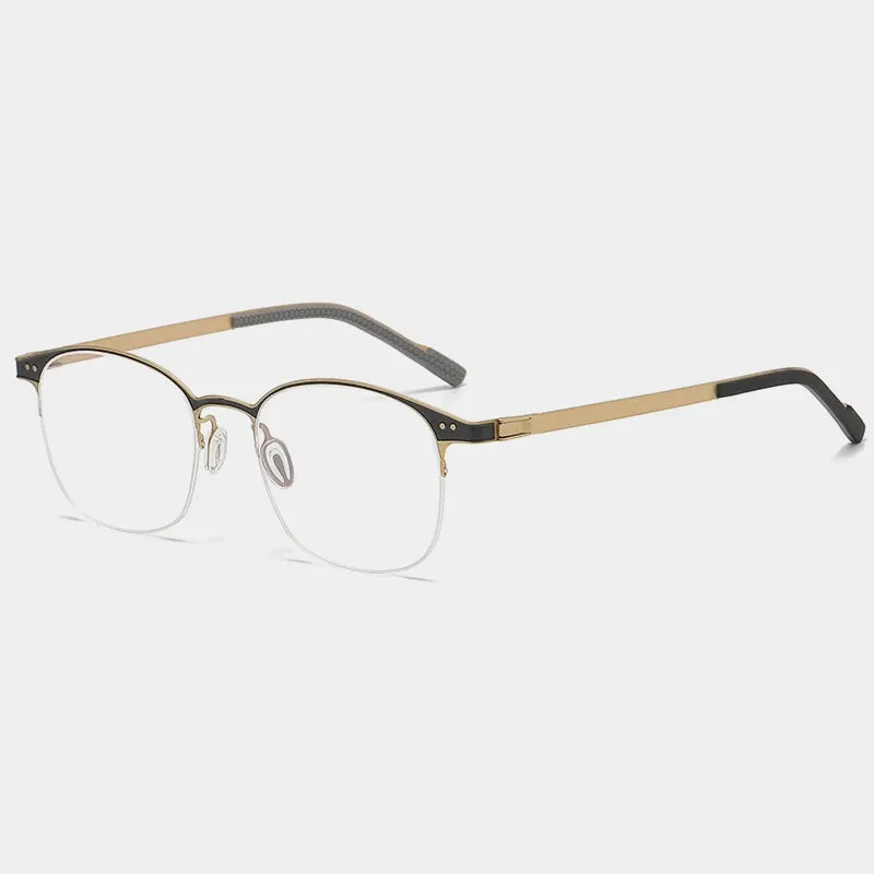 Gatenac Unisex Semi Rim Square Eyeglasses  Gxyj1146