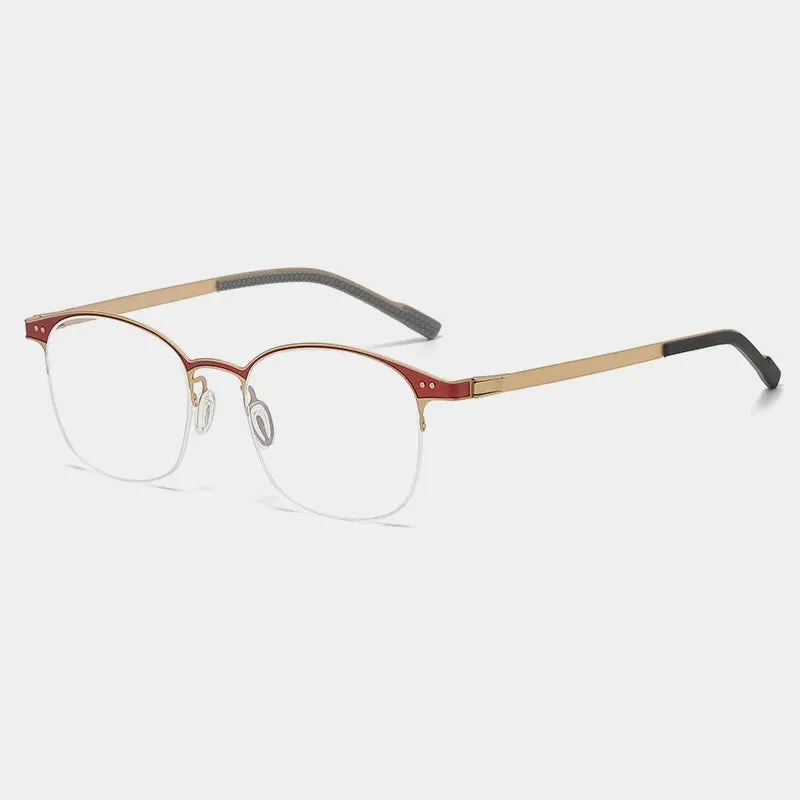 Gatenac Unisex Semi Rim Square Eyeglasses  Gxyj1146