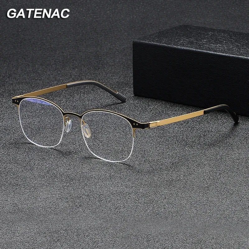 Gatenac Unisex Semi Rim Square Eyeglasses  Gxyj1146