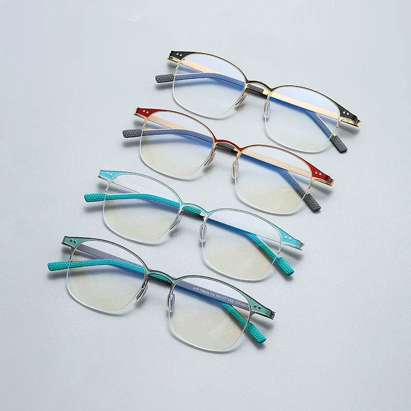 Gatenac Unisex Semi Rim Square Eyeglasses  Gxyj1146