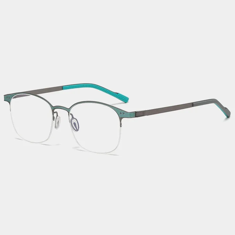 Gatenac Unisex Semi Rim Square Eyeglasses  Gxyj1146