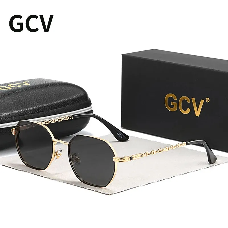 GCV Classic Retro Women's Metal Frame Sunglasses Polaroid Lenses