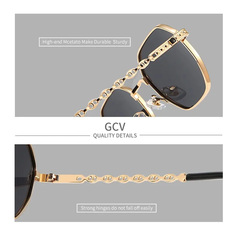 GCV Classic Retro Women's Metal Frame Sunglasses Polaroid Lenses