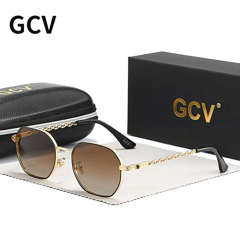 GCV Classic Retro Women's Metal Frame Sunglasses Polaroid Lenses