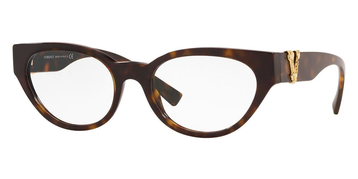 Genuine VERSACE Dark Havana Oval Full Rim 53mm Eyeglasses Frame VE 3282 108