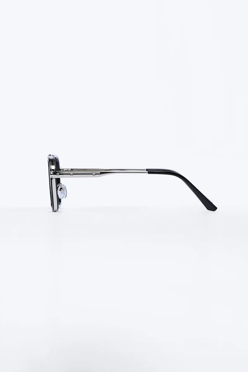 Geo Rectangular Black Sunglasses