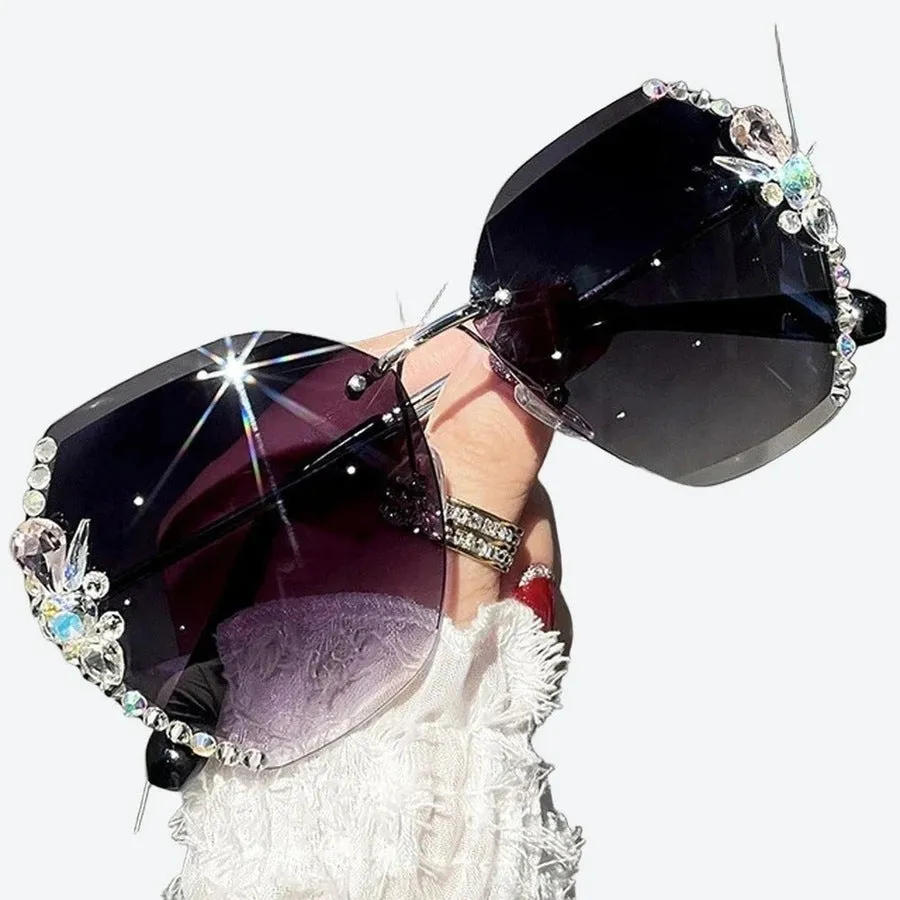 Glamorous Rhinestone-Studded Butterfly Sunglasses
