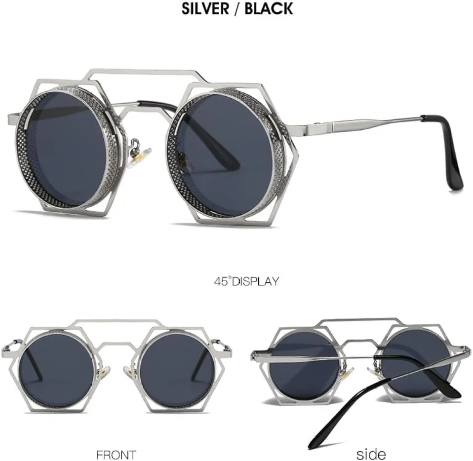 Glasses Punk Sunglasses For Men Retro Steampunk Sunglasses Women Round Shades Vintage