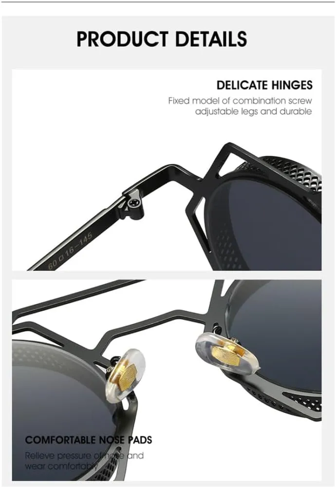 Glasses Punk Sunglasses For Men Retro Steampunk Sunglasses Women Round Shades Vintage