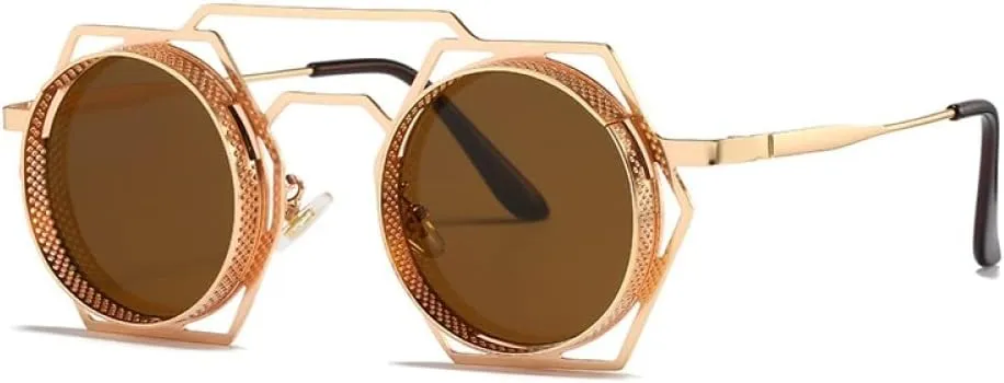 Glasses Punk Sunglasses For Men Retro Steampunk Sunglasses Women Round Shades Vintage