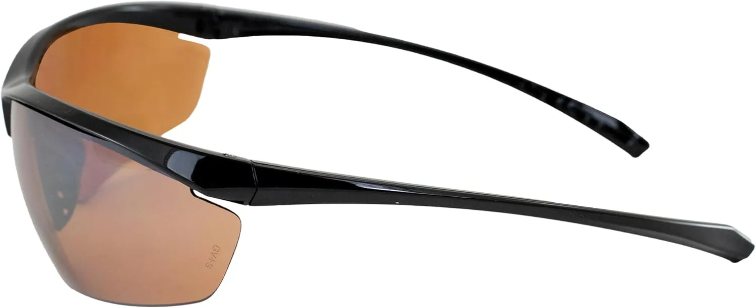 Global Vision Lieutenant Wraparound Motorcycle Riding Safety Sunglasses ANSI Z87.1 & MIL-PRF-32432 Standards Black Frame