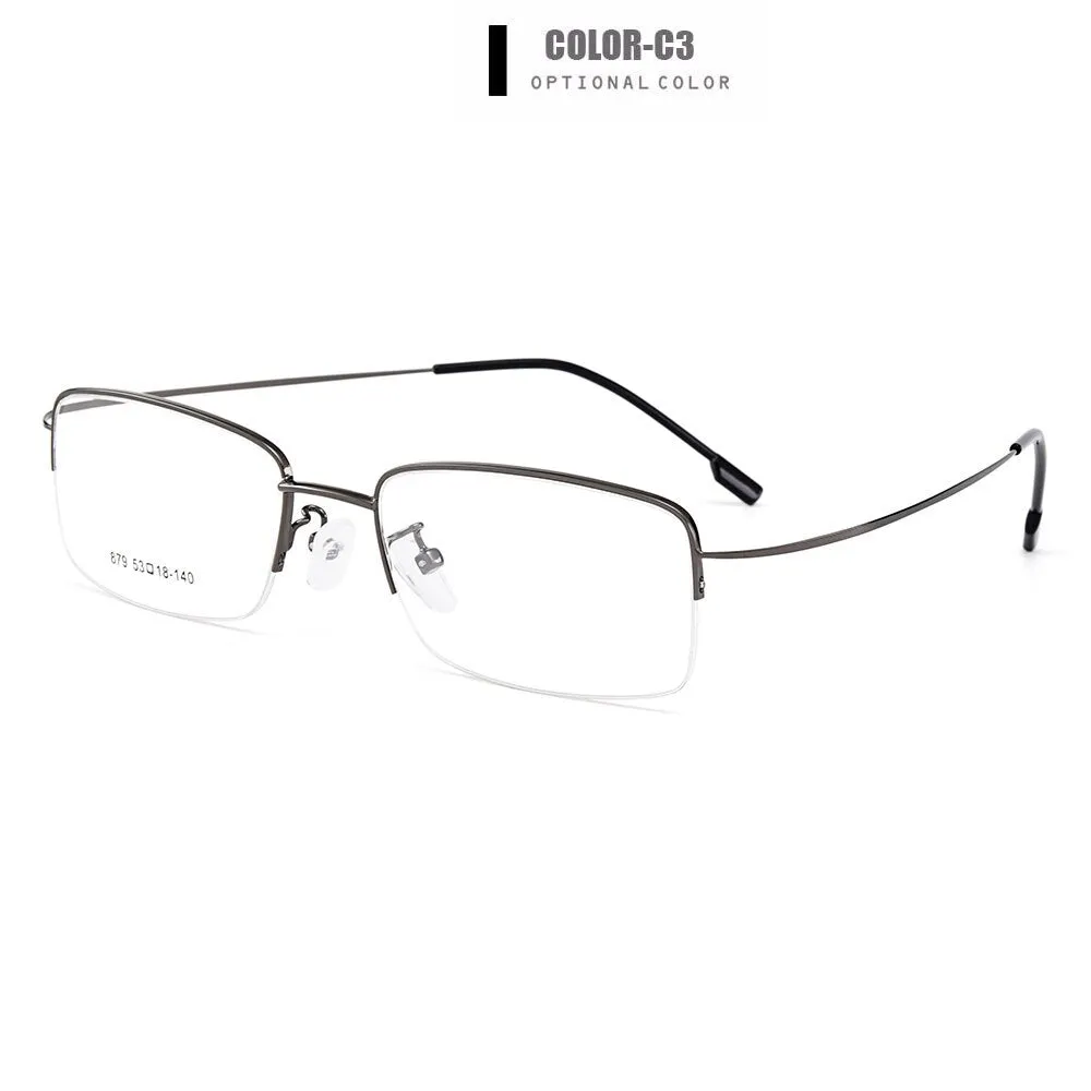 Gmei Men's Eyeglasses Semi Rim Memory Titanium Alloy Y879